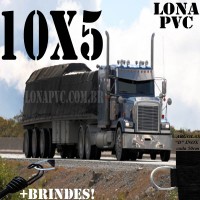 Lona: 10,0 x 5,0m de PVC Premium para Caminhão Truck Bitrem Vinil Vinilona Emborrachada Preto Fosco Anti-Chamas + 20 LonaFlex Gancho 25cm + 20 LonaFlex Gancho 50cm 1 ROW 0,75m