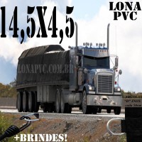 Lona: 14,5 x 4,5m de PVC Premium para Caminhão Carreta 3 Eixos Vinil Vinilona Emborrachada Preto Fosco Anti-Chamas + 22 LonaFlex Gancho 25cm + 22 LonaFlex Gancho 50cm 1 ROW 0,75m