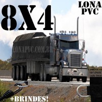 Lona 8,0 x 4,0m de PVC Premium para Caminhão Truck Vinil Vinilona Emborrachada Preto Fosco Anti-Chamas + 16 LonaFlex Gancho 25cm + 16 LonaFlex Gancho 50cm 1 ROW 0,35m