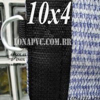 Lona: 10,0 x 4,0m Tela PEAD Premium Caminhão ExtraForte Prata/Azul 90% de Sombreamento com argolas "D" INOX a cada 50cm