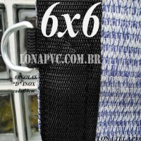 Lona 6,0 x 6,0m Tela PEAD Premium Caminhão ExtraForte Prata/Azul : 90% de Sombreamento com argolas "D" INOX a cada 50cm