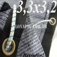 Lona 3,3 x 3,2m Tela PEAD Premium Caminhão ExtraForte Prata/Azul + 11 Corda Elástica 8mm x 1m : 90% de Sombreamento