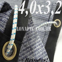 Lona 4,0 x 3,2m Tela PEAD Premium Caminhão ExtraForte Prata/Azul + 20 metros de corda 8mm : 90% de Sombreamento