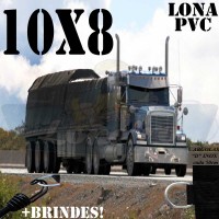 Lona: 10,0 x 8,0m de PVC para Caminhão Carreta Vinil Premium Preto Fosco Anti-Chamas + 18 LonaFlex Gancho 25cm + 18 LonaFlex Gancho 50cm