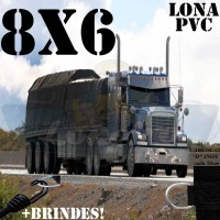 Lona 8,0 x 6,0m de PVC Premium para Caminhão Truck Vinil Vinilona Emborrachada Preto Fosco Anti-Chamas + 18 LonaFlex Gancho 25cm + 18 LonaFlex Gancho 50cm
